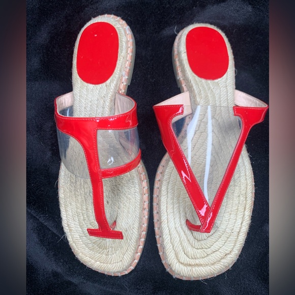 Frances Valentine Hannah red- clear pvc Espadrilles sandals shoes sz 8B - Picture 9 of 9